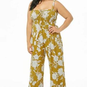 NWT F21 Plus Size Floral Wide-Leg Jumpsuit 0X